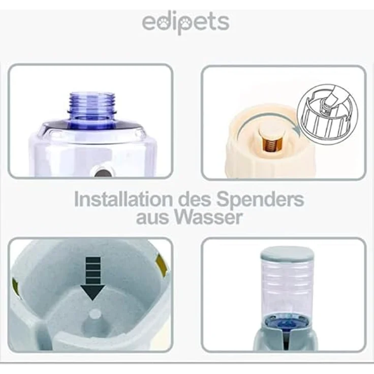 Edipets Automatischer Futterspender für Katzen und Hunde, 2 Einheiten, 3.8L Futter- und Wasserspender, Grau – Bild 2