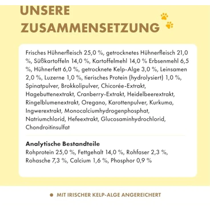 Irish Pure Senior Trockenfutter, 12kg, Freiland-Huhn mit Kelp-Alge & Gemüse, getreidefrei, hoher Fleischanteil, sensitiv, für alle Rassen – Bild 4