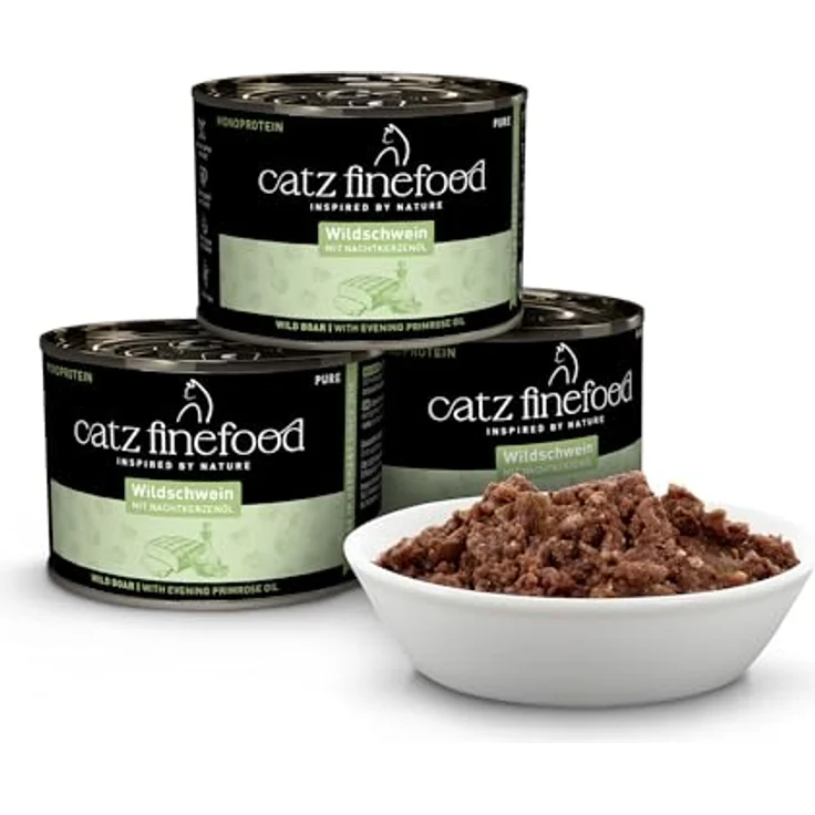 catz finefood Purrrr Wildschwein Monoprotein Katzenfutter nass N° 109, 70% Fleischanteil, für ernährungssensible Katzen, 6 x 200g Dose – Bild 2