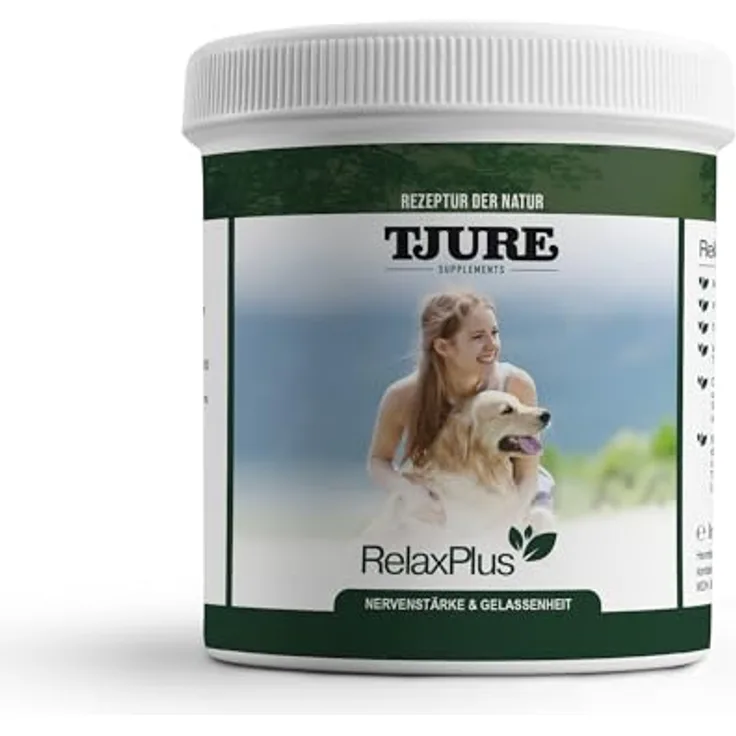 Tjure TJURE Relax Plus Pulver für Hunde 500 g – Ergänzungsfuttermittel mit B-Vitaminen, Magnesium & L-Tryptophan – Ohne künstliche Zusatzstoffe zur Unterstützung in besonderen Alltagssituationen