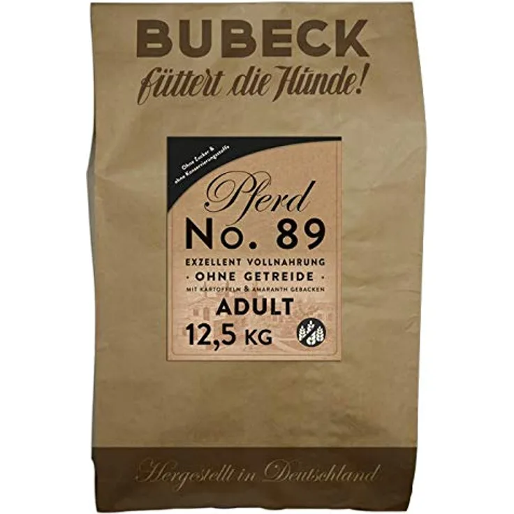Bubeck Trockenfutter getreidefrei mit Pferdefleisch, Vollnahrung zuckerfrei gebacken, für Hunde, mit Kartoffeln, hypoallergen