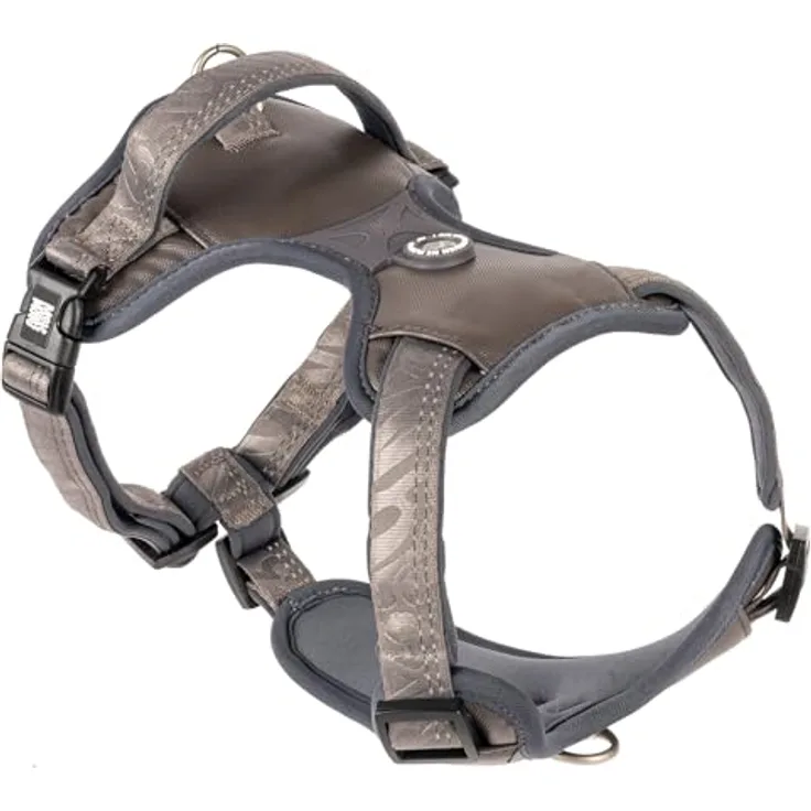 Max & Molly Sport Hundegeschirr Matrix 2.0, gepolstert und reflektierend für mittelgroße Hunde, Stein, mit Gotcha! Smart ID Sicherheitsanhänger