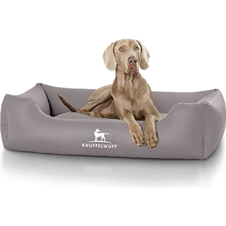 Knuffelwuff Leder Hundebett Sidney grau XXL – Bild 2