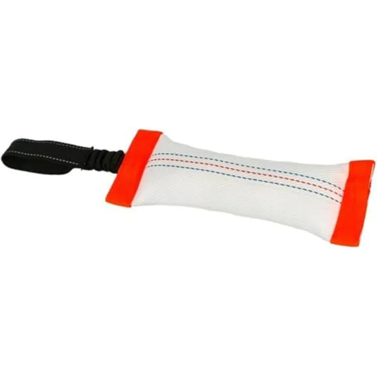 Kerbl Pet Trainingsdummy, Apportier-Dummy aus Feuerwehrschlauch-Material mit Handschlaufe, weiß/orange, 30x8,5cm