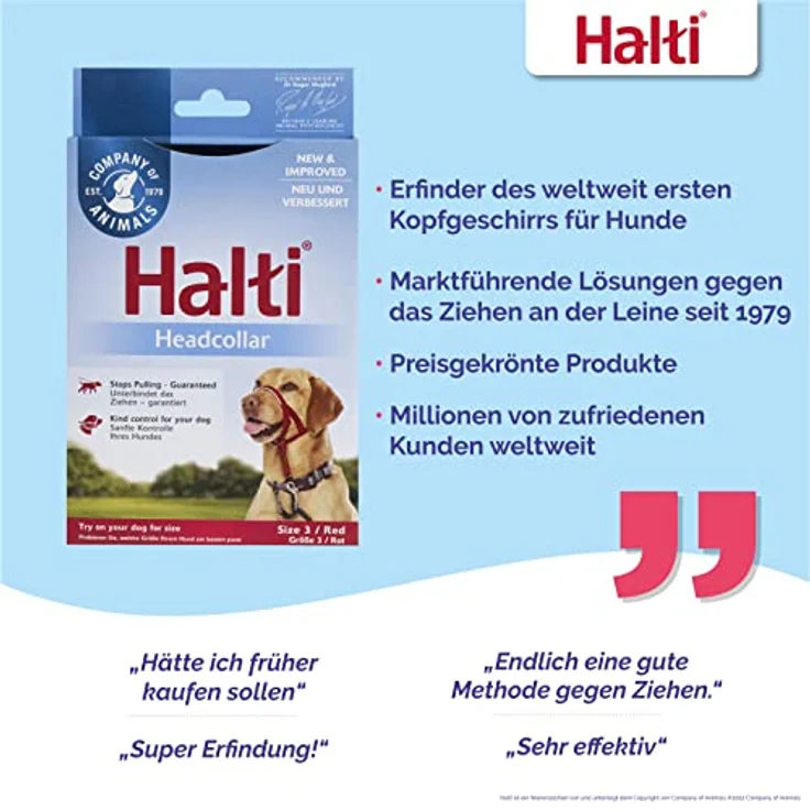 Halti Kopfgeschirr, Anti-Zug-Halsband für mittelgroße Hunde, leicht, gepolsterter Nasenriemen, Größe 3, rot – Bild 4