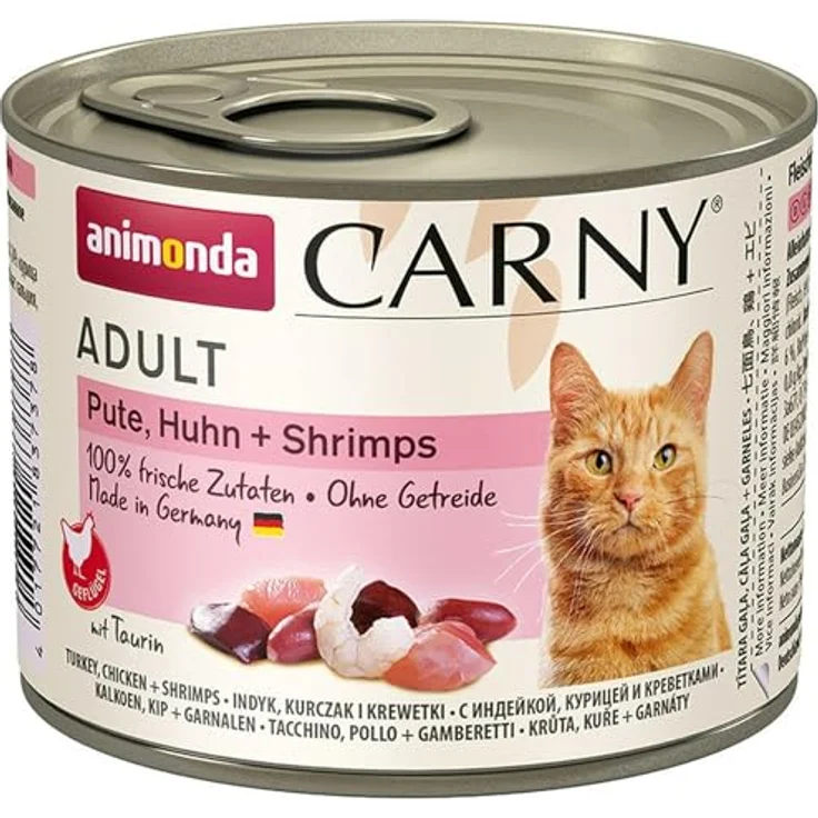 animonda Carny Adult Pute, Huhn und Shrimps, Katzen-Nassfutter, 6x200g mit wichtigen Vitaminen und zartem Geflügel – Bild 2