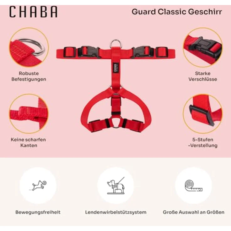 Chaba Guard Hundegeschirr, Anti-Zug & Würgen, Ergonomisches Design, Einstellbar, Größe S, ROT – Bild 5