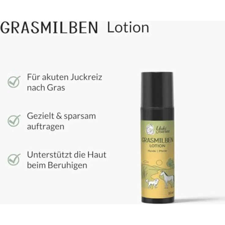 Yuki cares Grasmilben Lotion, Juckreizmittel für Hunde mit natürlichen Wirkstoffen, 10ml, handgemacht in Deutschland – Bild 5