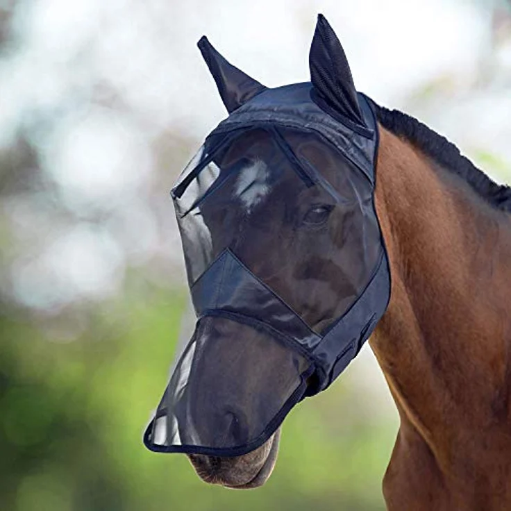 Harrison Howard CareMaster Pro Luminous Pferde Fliegenmaske mit UV-Schutz und Ohrenschutz, Rosa, Pony (S) – Bild 2