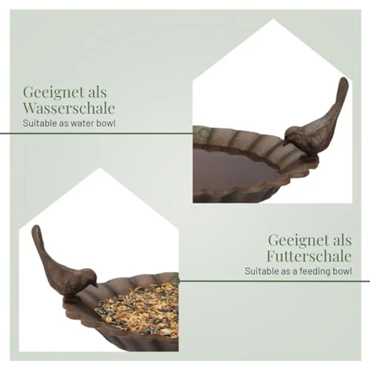 wildlife home Vogeltränke Modell 'Vogel-Liebe', 41 cm hohe frostsichere Wassertränke aus Gusseisen mit Standfuß für Garten und Balkon – Bild 2