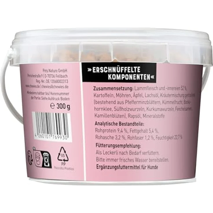 Chewies Trainingshappen Lamm, Monoprotein Snack für Hunde, 300 g, getreidefrei, zuckerfrei, hypoallergen, weiche Leckerlies fürs Hundetraining – Bild 2