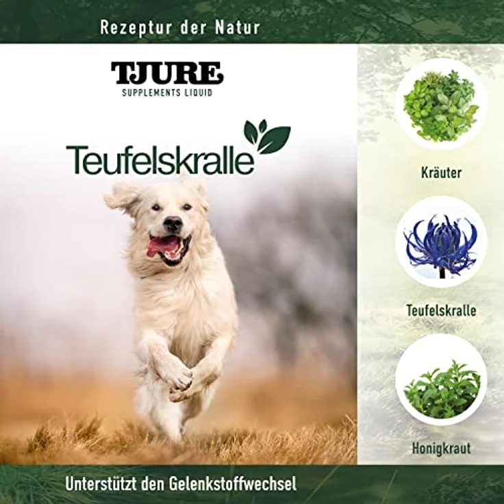 TJURE Teufelskralle Liquid für Hunde, 1000 ml, pflanzliches Ergänzungsfuttermittel zur Unterstützung der Beweglichkeit, ohne Zusatzstoffe, Made in Germany – Bild 3