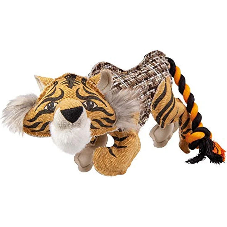 DUVO+ Tierkuscheltier Hundespielzeug Canvas Tiger, robustes Spielzeug aus Baumwolle, 13 x 34 x 15 cm – Bild 2