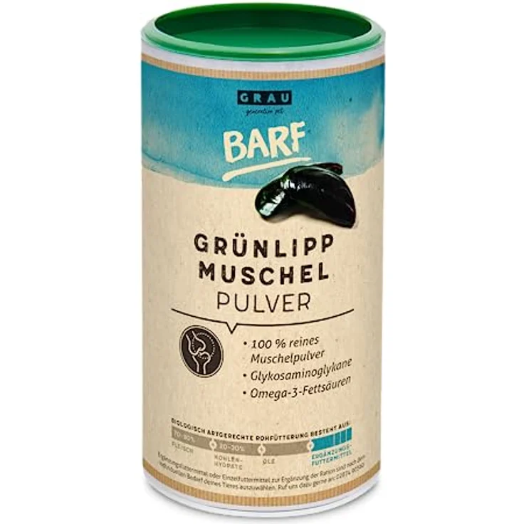 Grau Grünlippmuschel-Pulver 500g, Ergänzungsfuttermittel zur Unterstützung der Hundegesundheit – Bild 2