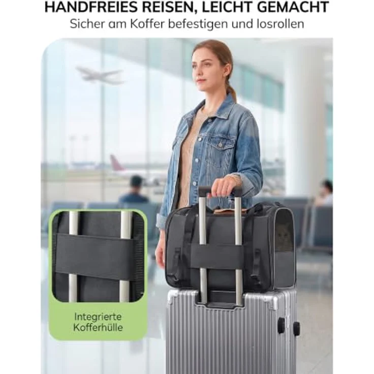 Morpilot Katzentransportbox für große Katzen und Welpen bis 6.8kg, Faltbare Hundetasche mit atmungsaktivem Mesh und abnehmbarem Kissen, ideal für Auto und Flugzeug – Bild 5