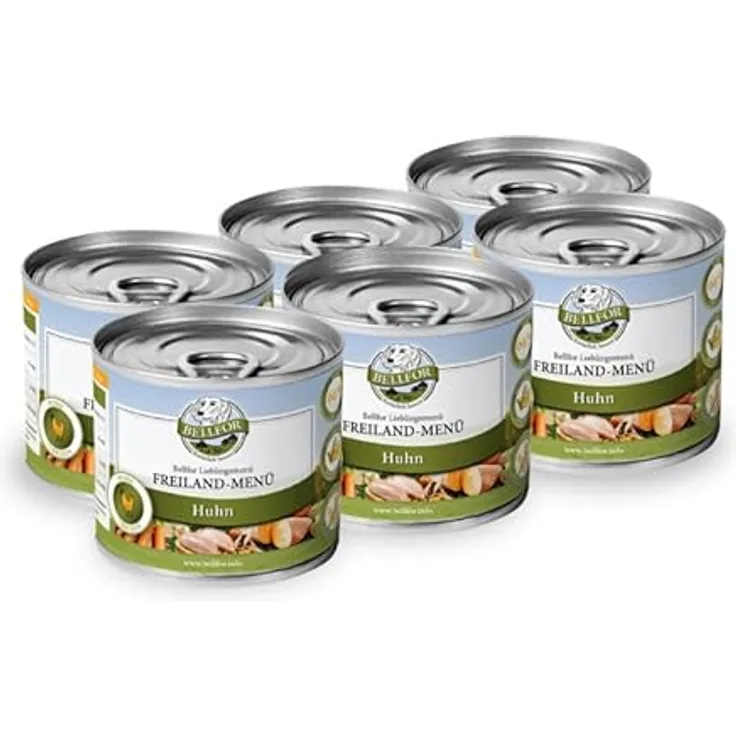 Bellfor Freiland-Menü, getreidefreies Nassfutter mit 64% Hühnerfleisch, 6x200g