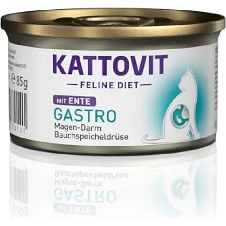 Kattovit Gastro 12 x 85 g, Diät-Nassfutter für Katzen mit Verdauungsproblemen, Ente, hohe Verdaulichkeit, erhöhter Elektrolytgehalt – Bild 2