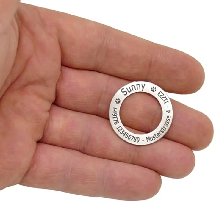 WIENS3D Hundemarke Personalisiert mit Gravur Donut, 30mm Edelstahl Namensschild für Hunde, Katzen & Welpen - Witterungsbeständig mit Symbolauswahl – Bild 4