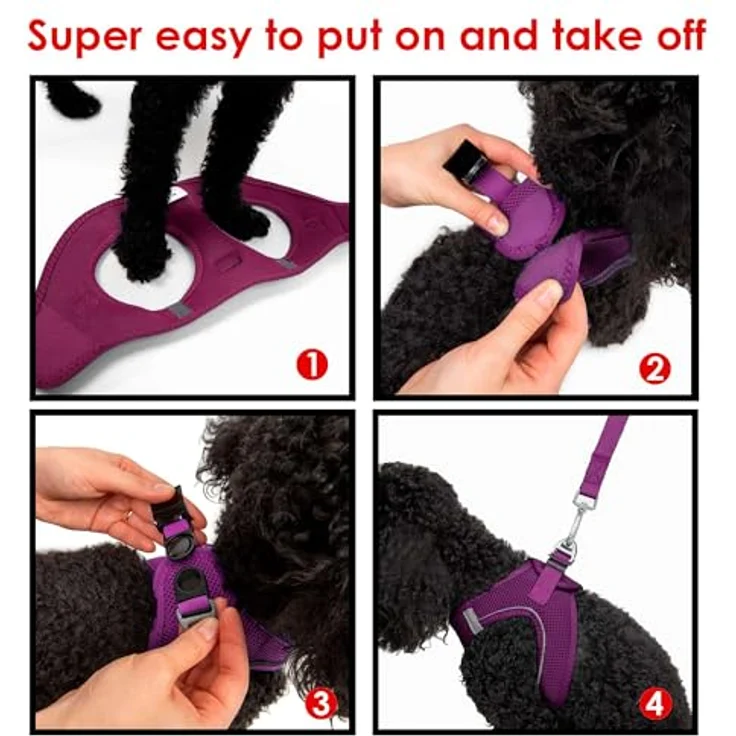 Tailpetz Air-Mesh Brustgeschirr für kleine und mittelgroße Katzen und Hunde – Weich, Atmungsaktiv, Strapazierfähig, Violett, L (Brustumfang 59–63,5 cm) – Bild 4