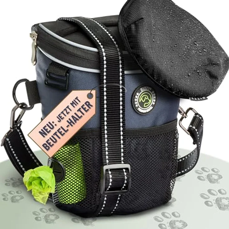 GIZZY® DAS ORIGINAL Leckerlitasche für Hunde mit Einhand-Öffnung, wasserdichten Fächern und herausnehmbarem Innenbeutel, Blau – Bild 1