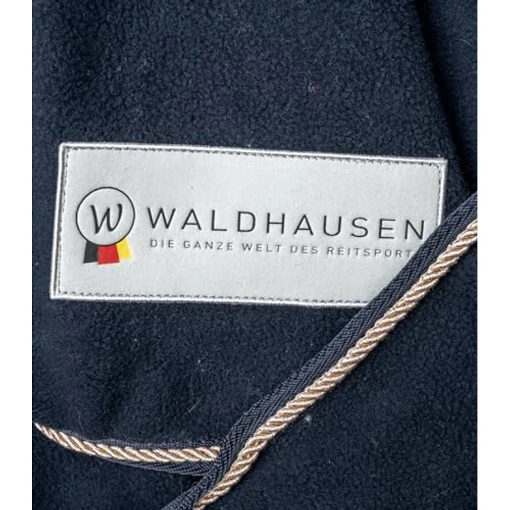 WALDHAUSEN Fleecedecke modern, rosé und Nachtblau/roségold, mit antipilling Fleece und weichem Synthetik-Fell-Kragen, 145cm – Bild 2