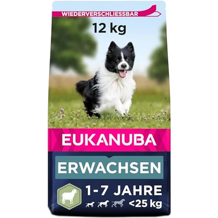 Eukanuba Hundefutter mit Lamm & Reis für kleine und mittelgroße Rassen, Trockenfutter für ausgewachsene Hunde, 12 kg, leicht verdaulich mit DentaDefense System – Bild 1
