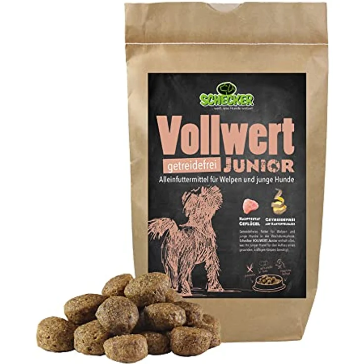 Schecker DOGREFORM VOLLWERT Junior, getreidefreies Hundefutter mit Geflügel für Welpen, 1,5 kg - enthält Omega-Öle, Kräuter und Nutrazeutika für gesunde Gelenke und glänzendes Fell – Bild 4