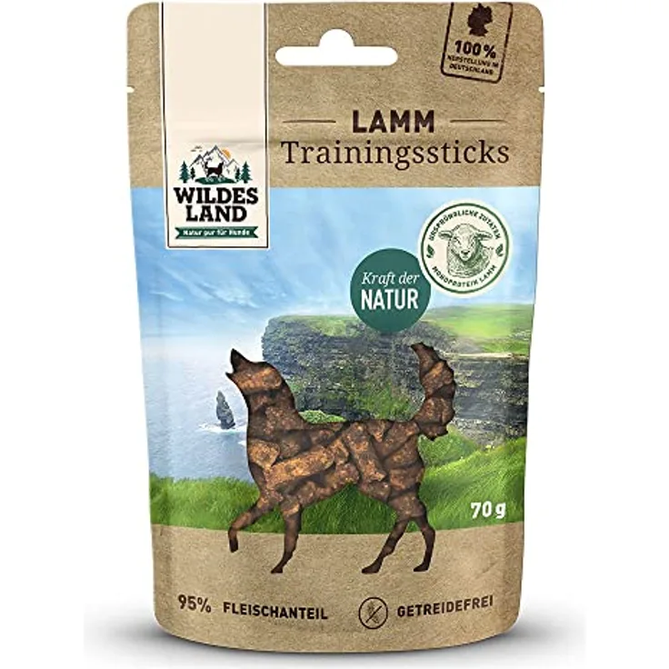 WILDES LAND Leckerlis für Hunde, Lammgeschmack, 70 g, qualitativ hochwertig