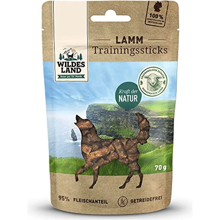 WILDES LAND Leckerlis für Hunde, Lammgeschmack, 70 g, qualitativ hochwertig – Bild 1