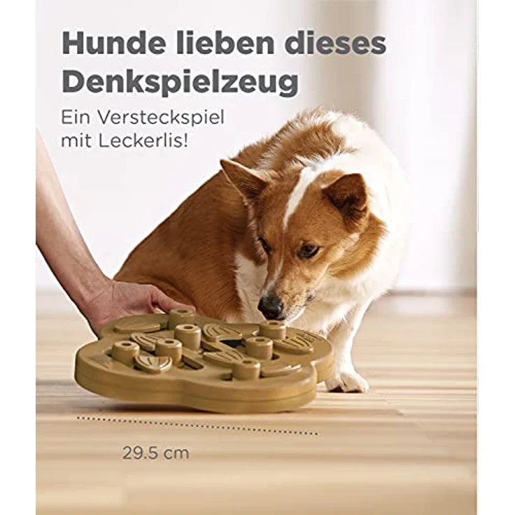 Outward Hound Dog Hide N' Slide Treat Puzzle Enrichment Toy, Level 2 Intermediate, interaktives Intelligenzspielzeug für Hunde, Tan, robustes Holzverbundmaterial – Bild 5