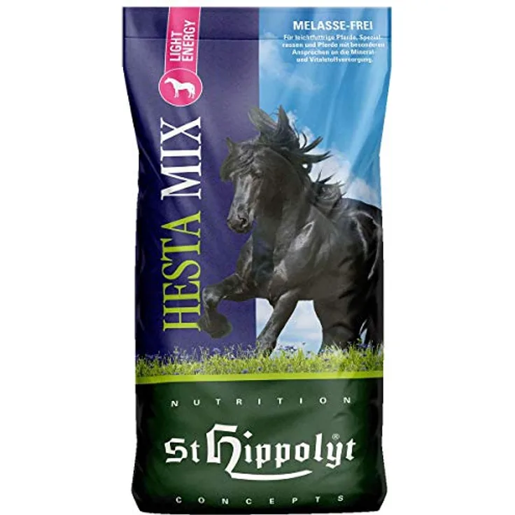 St. Hippolyt Hesta-Mix Light Energy, energiarmer Pferdefutter-Mix für leichtfuttrige Barockpferde, 20 kg
