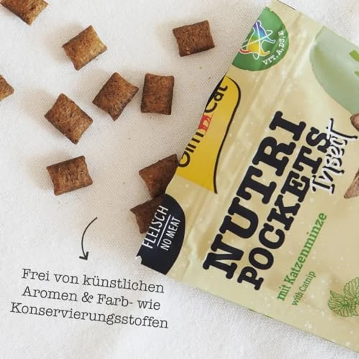 GimCat Nutri Pockets Insekt & Katzenminze, Knuspriger Katzensnack mit Vitamin A, D, E und Taurin, 60 g Beutel – Bild 4