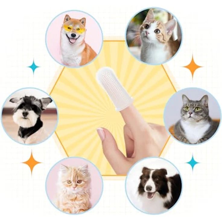 Aujzoo Hundezahnbürsten-Set (6 Packungen), 360º Silikon-Fingerzahnbürste für Hunde und Katzen, BPA-frei – Bild 3