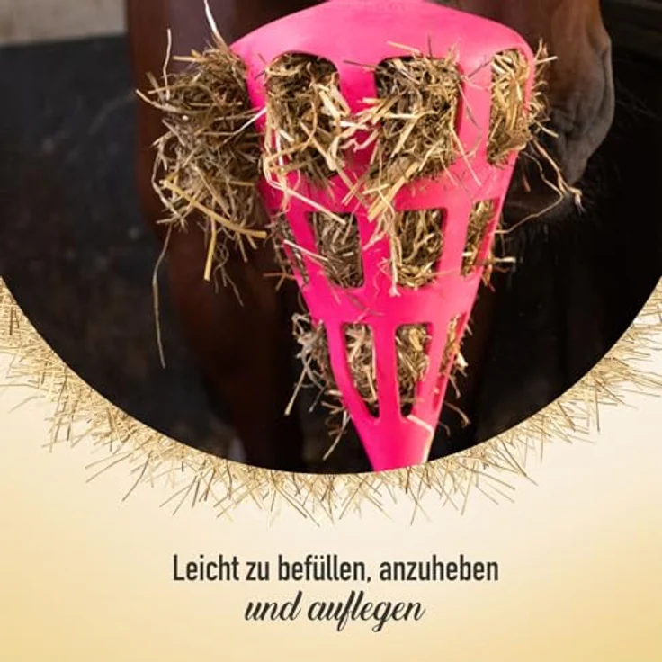 Holland Animal Care Hay Slowfeeder Fun&Flex Wurzel, Heufutterautomat für Pferde, 22 cm, bis zu 1 kg Heu, rosa, gegen Stallverfall, fördert Gesundheit und Spielspaß – Bild 5