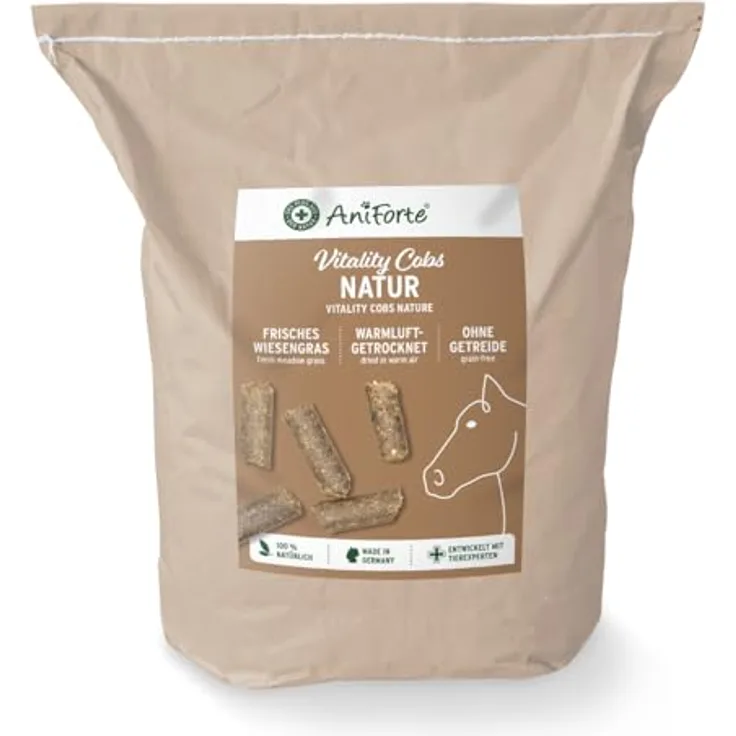 AniForte Vitality Cobs Natur, 14 kg Heucobs für Pferde, natürlicher Heuersatz für Trockenfütterung, staubarm und ohne Zusätze