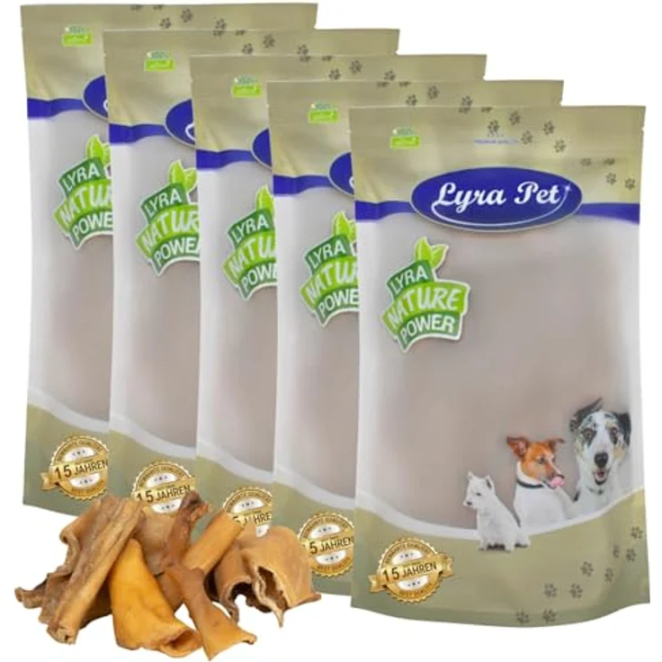 Lyra Pet® Rinderkopfhaut Abschnitte 5 kg, getrockneter Kausnack für Hunde, 4-8 cm, naturbelassen und fettarm – Bild 1