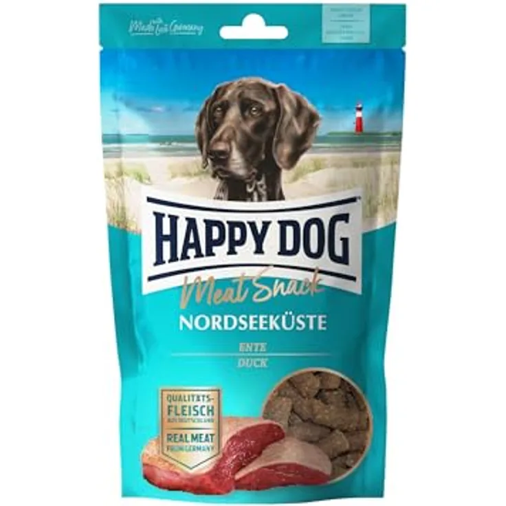 Happy Dog 60699 Meat Snack Nordseeküste, getrocknetes Entenfleisch für sensible Hunde, 75 g - glutenfreies Leckerli ohne Zusatzstoffe