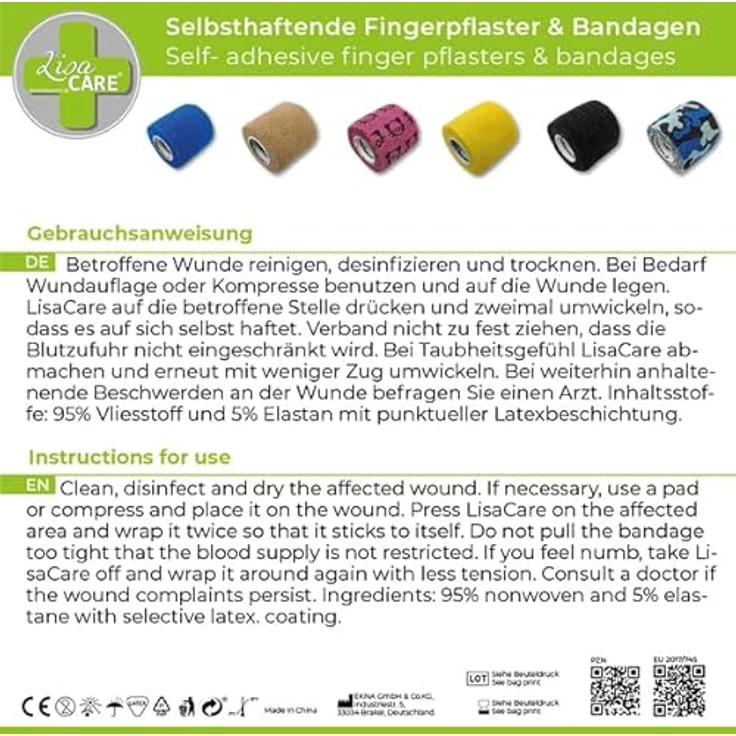 LisaCare Pfotenverband 5cm x 4,5m, 4er-Set elastische, selbsthaftende Kohäsive Bandage in Gelb mit Pfotenmotiv – Bild 2