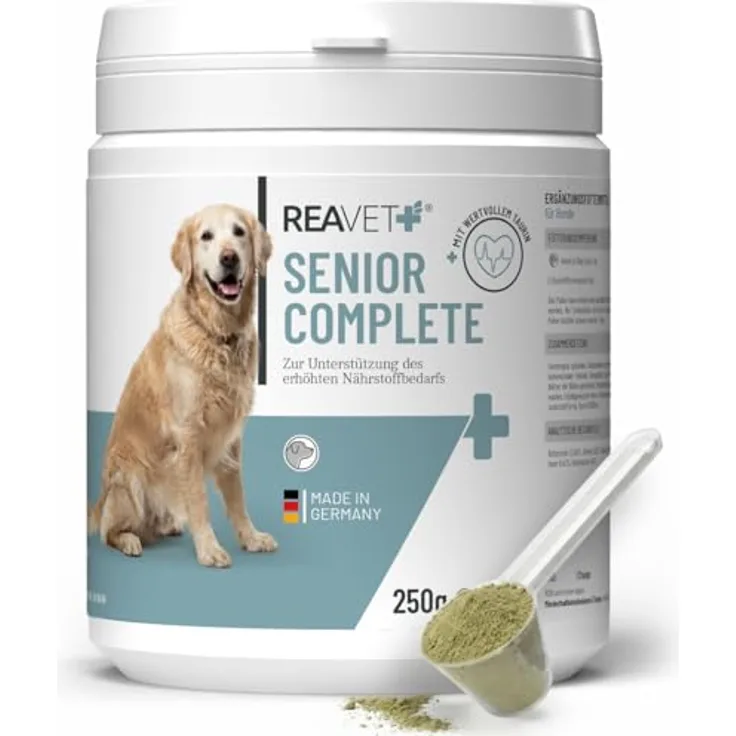 REAVET Senior Complete 250g, Hundefutter zur Unterstützung der Vitalität und Beweglichkeit von Seniorhunden, mit Taurin und Pflanzenstoffen