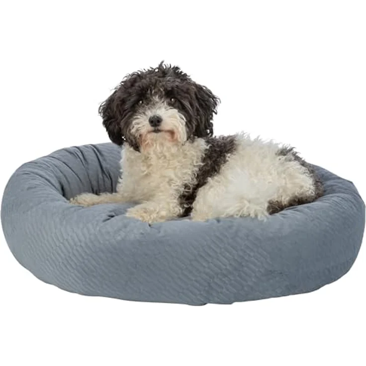 TRIXIE Tierbett Hundebett Alena rund blau-grau, Bezug abnehmbar, weiche Haptik – Bild 3