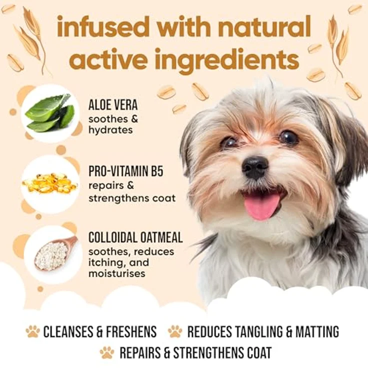 Buddycare Haferflocken-Hundeshampoo, beruhigend und feuchtigkeitsspendend mit Aloe Vera und Pro-Vitamin B5, 500ml – Bild 2