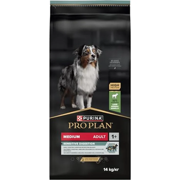 PURINA PRO PLAN Medium Adult Lamm & Reis Sensitive Digestion, Sparpaket 2 x 14 kg, Hochverdauliches Trockenfutter für mittelgroße Hunde mit Prebiotika und hochwertigem Lamm – Bild 2
