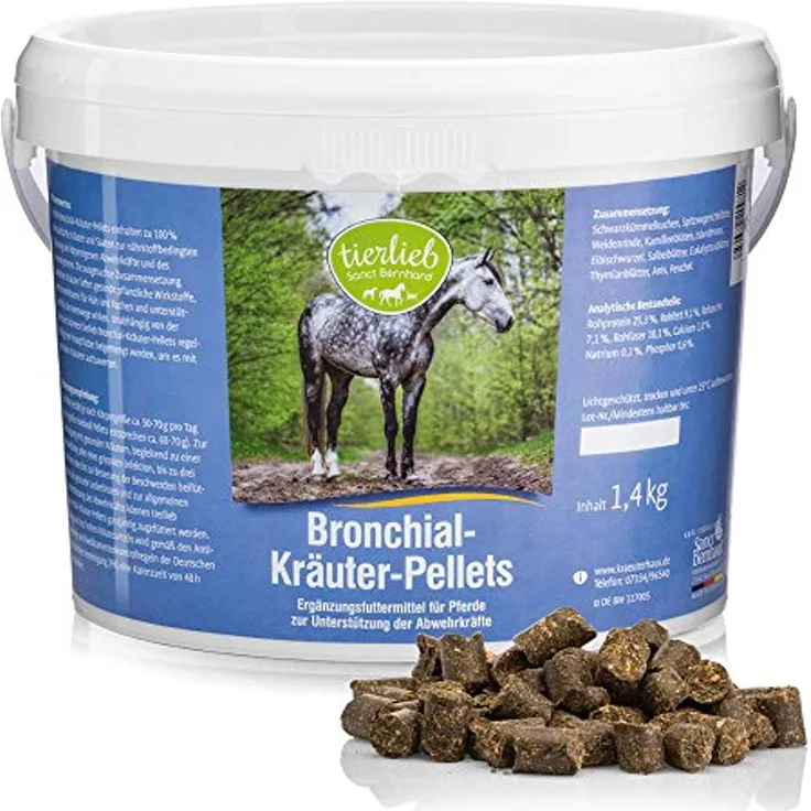 Kräuterhaus Sanct Bernhard tierlieb Kräuter-Pellets für Pferde, Ergänzungsfuttermittel mit Schwarzkümmel, Kamille, Salbei, Eukalyptus, Thymian, Anis & Fenchel, 1,4 kg