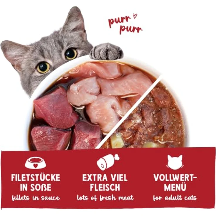 Sanabelle Nassfutter Schlemmertopf mit Rind & Pute, getreidefreies Alleinfutter für Katzen, 6 x 380g, 2.28 kg – Bild 3