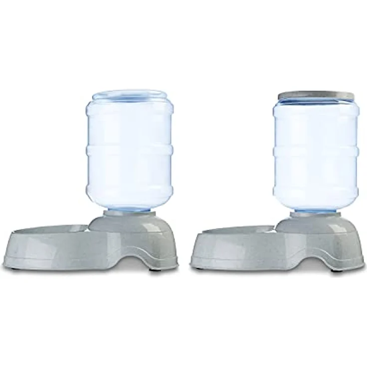 Amazon Basics Futter- und Wasserspender für Hunde, 2,5 Gallonen, 2-in-1-Set, Größe L, Weiß, Klar, schwerkraftbasierte Versorgung – Bild 5