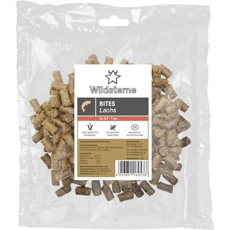 Wildsterne Hundeleckerli Bites Lachs 125 g | 88% Lachs, Monoprotein, getreidefrei, hypoallergen, ohne Zusatzstoffe, für Allergiker, ideale Trainingsbelohnung – Bild 1