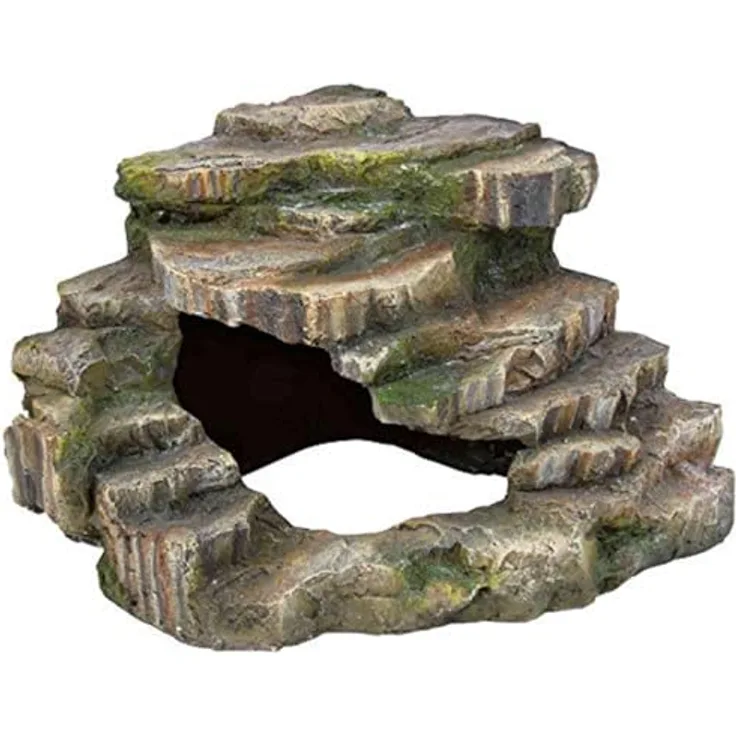 Trixie Eck-Fels mit Höhle und Plattform, naturnahe Regenwald-Optik, platzsparend, langlebig aus Polyesterharz, 24 x 19 x 25 cm