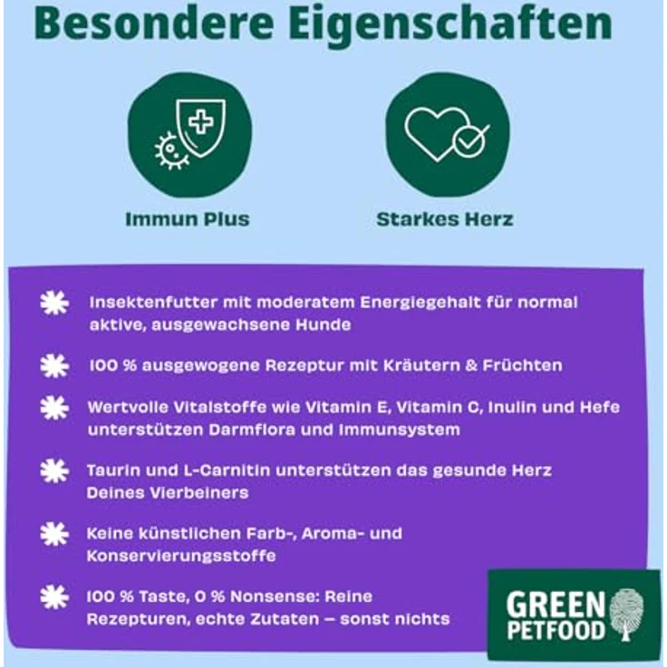 Green Petfood InsectDog Vitality, Trockenfutter mit Insekten & Ente für ausgewachsene Hunde, 3 kg, glutenfrei, mit Vitamin E & C, niedriger Fettgehalt – Bild 3