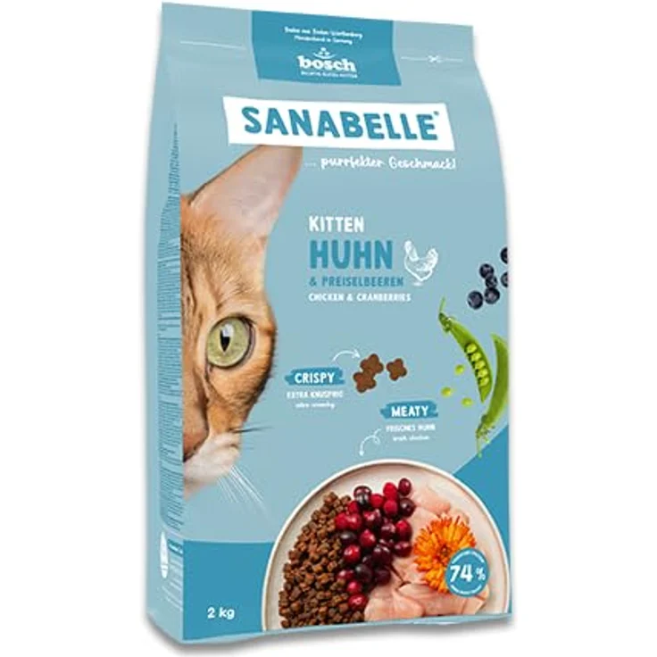Sanabelle Kitten Huhn, Trockenfutter für Katzenwelpen bis 12 Monate, 8 kg - mit essenziellen Vitaminen und optimaler Nährstoffdichte – Bild 1