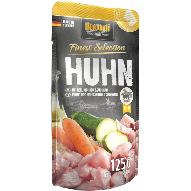 Belcando Huhn und Reis mit Zucchini und Möhren, Hunde-Nassfutter, 12x125g Packung